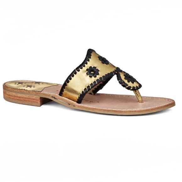Jack Rogers Shoes - Jack Rogers Signature Spirit Sandals Gold & Black Size 8